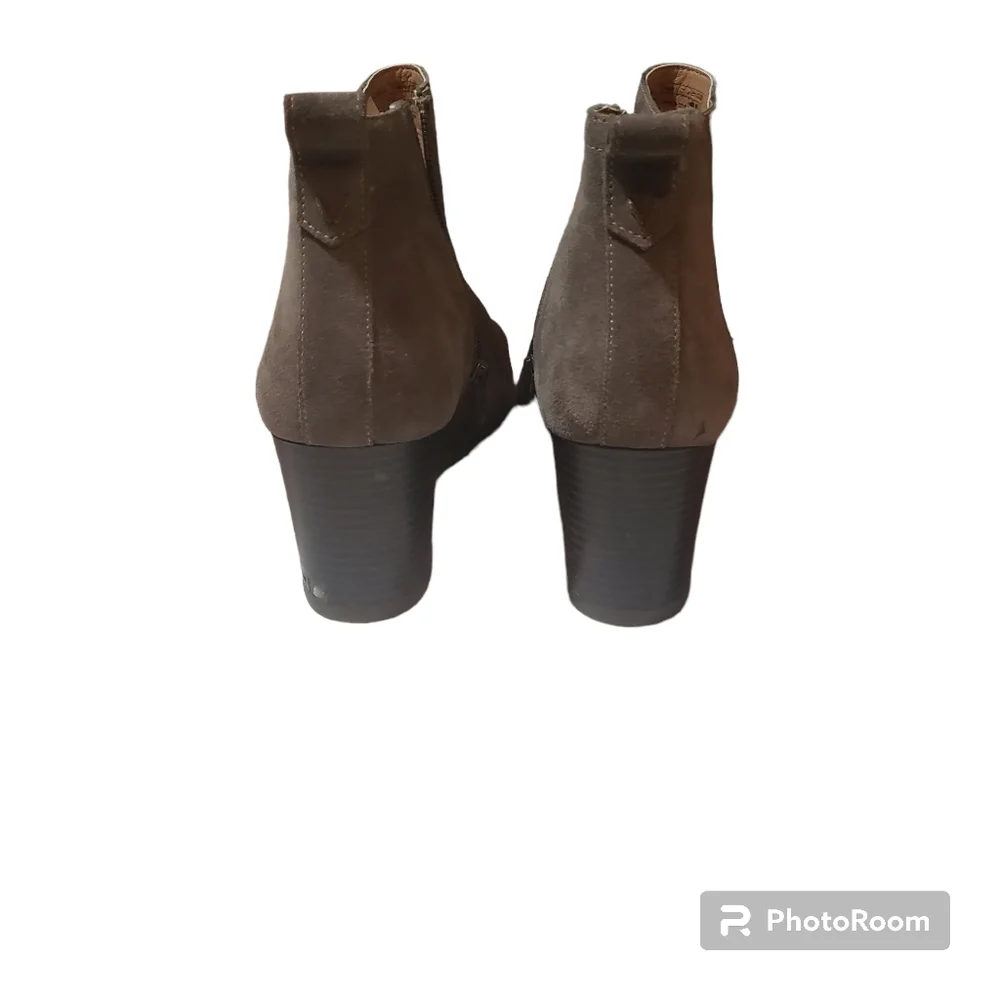 Vionic Grey Suede- Paloma- Wedge Stacked Heels Ankle Boots (10)
